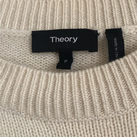 Theory 100% Cashmere Karenia F Crewneck High Low Pullover Sweater White - Picture 4 of 6